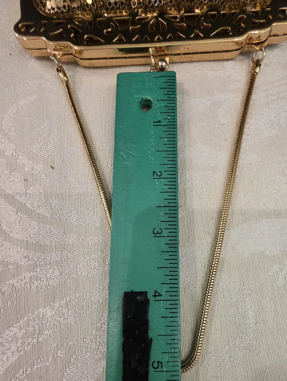 Whiting & Davis Vintage Gold Evening Bag Filigree Frame Style Model 2898